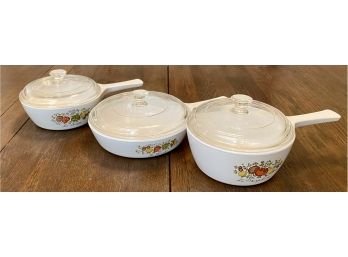 Three Vintage Corning Ware Pans