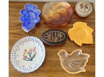 Lot Of Trays And Bowls Including Beautiful Murano Dish