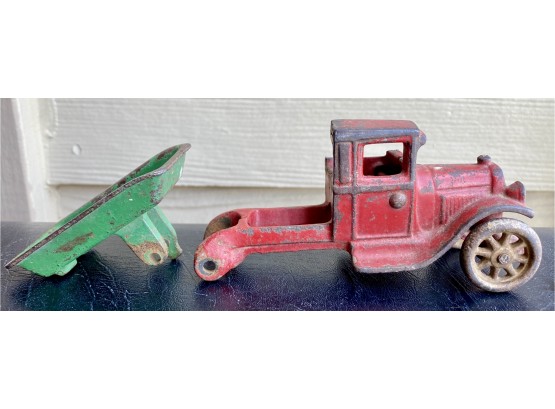 1930s Arcade Cast Iron Toy Dump Truck #220 Nickel Wheels -- 5 3/4' Long