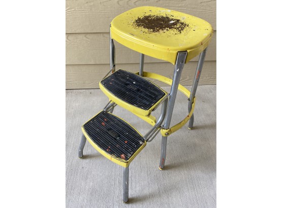 Wonderful Vintage Yellow Folding Metal Cosco Step-stool