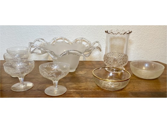 Lot Of Assorted Glassware Including Antique Sherbet Cups