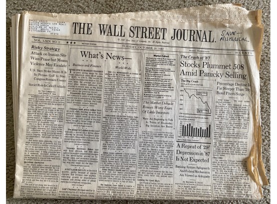 WSJ October, 1987 Stock Market Crash