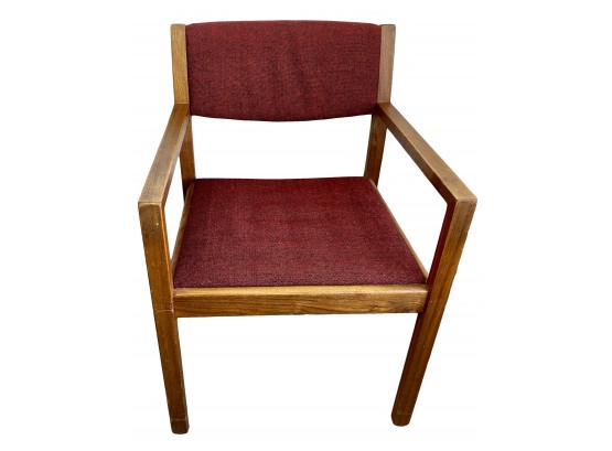 Wooden Chair With Red Upholstery