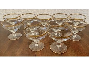 Lot Of Sherbet Cups With Gold Tone Rim (11 Pcs.)