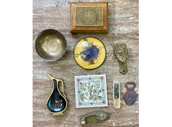 Misc. Lot Of Small Vintage Items Including Small Decorative Wooden Box