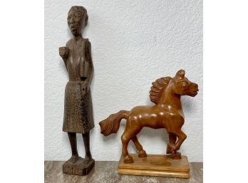 Two Wooden Small Statues