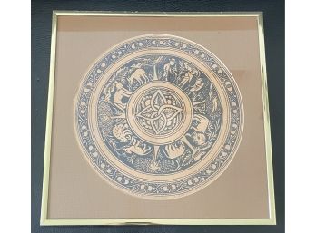 Print From Peru Signed By A. Respaldiza In Gold Tone Frame