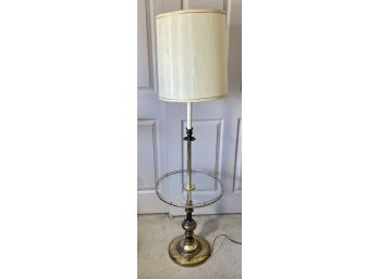 Beautiful Vintage Brass And Glass Standing Lamp And Small Table