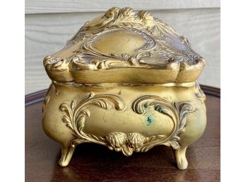 Beautiful Vintage Gold Toned Jewelry Box, 6 Inches Tall