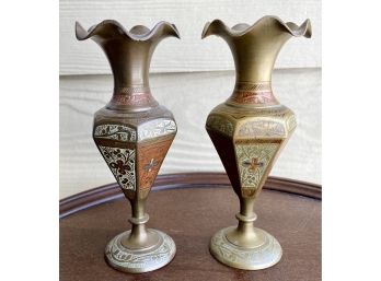 Two Vintage 6 Inch Bud Vases Made In British India
