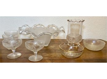 Lot Of Assorted Glassware Including Antique Sherbet Cups