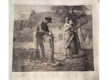 Etching After Jean-Francois Millet (1814- 27 1875) With Blind Stamp 'SY'