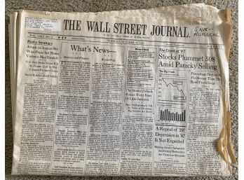 WSJ October, 1987 Stock Market Crash