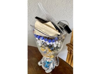 Vase Filled With Vintage Costume Jewelry, Parts, Jewelry Helper, Other Treasures - See Photos