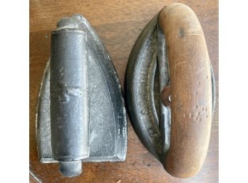 Two Vintage Metal Irons-one Is Hollow For Hot Water!