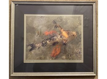 Signed Print Of Carp Fish In Frame