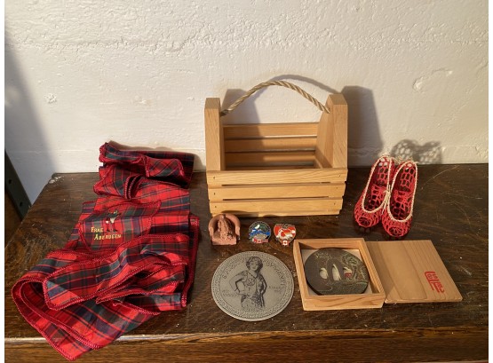 Miscellaneous Vintage Souvenirs And Tchotchkes Including Festal Bronze Samurai Tsuba Reproduction In Box