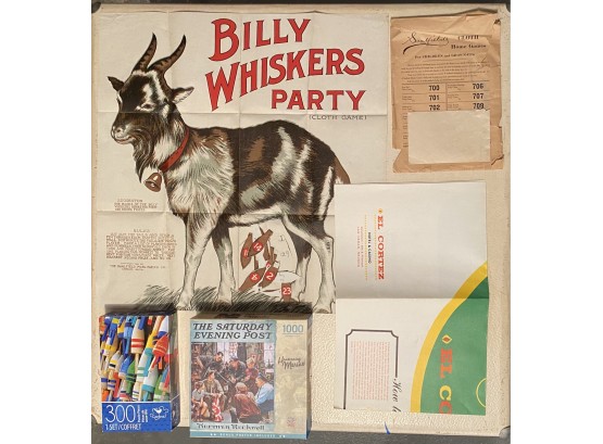Vintage Games And Puzzles Including 1915 Cloth Pin The Tail On The Donkey