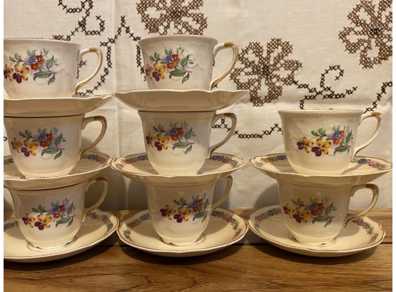 Very Lovely Antique Old Staffordshire Johnson Brothers Floral Demitasse Service For 10