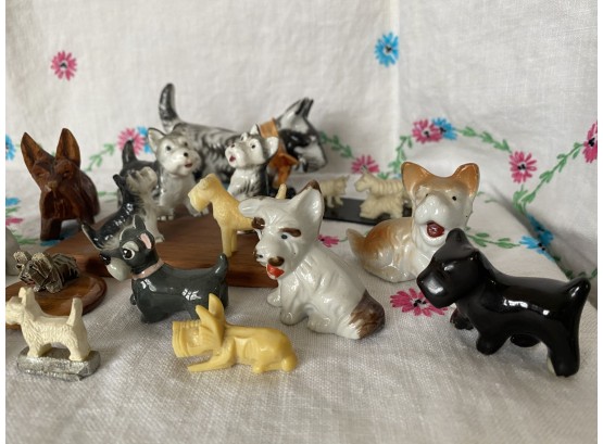 A Great Grouping Of Dog Miniatures Including Many Scottie Dogs