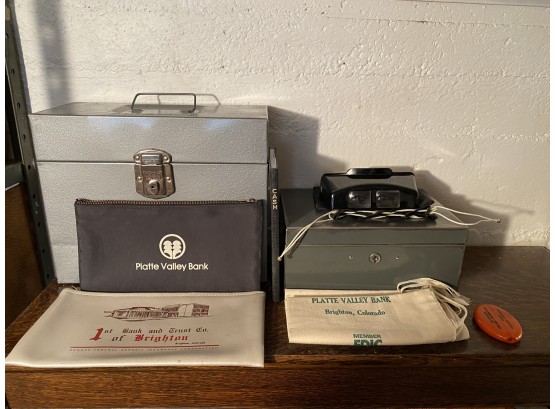 Vintage Port A File, Cash Box And Banking Bags