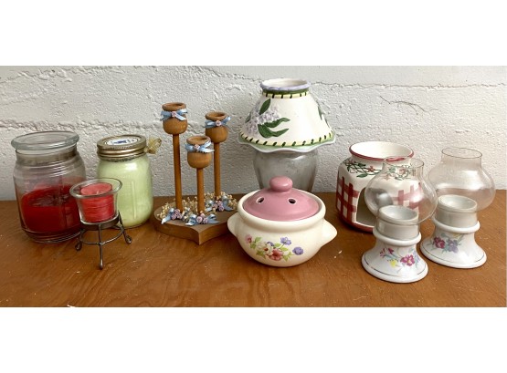 Great Grouping Of Candles, Candle Holders Etc