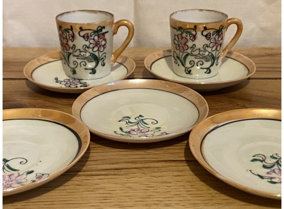 Made In Japan Tiny Demitasse Cup And Saucer Service For 2 With Extras