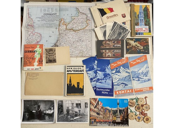 Nice Collection Of Vintage Maps And Travel Souvenirs From Austria, Germany, Belgium And Netherlands
