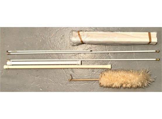 Collection Of Tension Rods, Blinds And Shearling Duster
