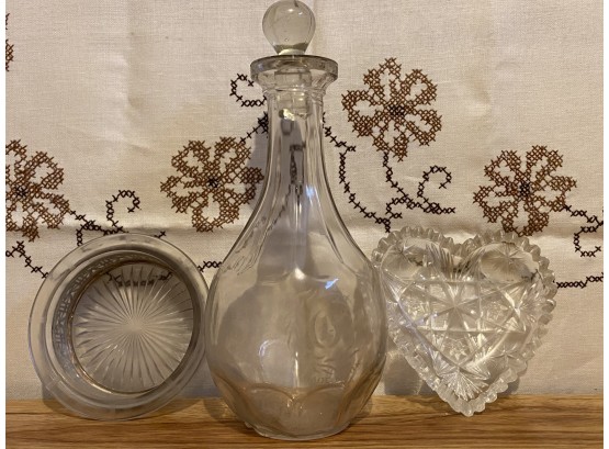 A Nice Grouping Of Antique Glass And Crystal Including Decanter