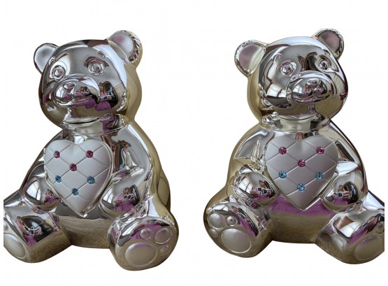 A Nice Pair Of Two Lennox Baby Jewelry Collection Teddy Bear Banks