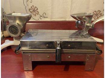 Heavy Duty Group Of Vintage Appliances Including Food Chopper Or Grinder And Sunbeam Press