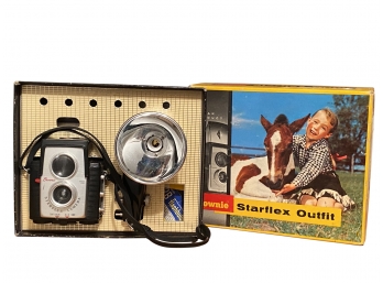 1950s Brownie Starflex Outfit Camera In Original Box With Flash