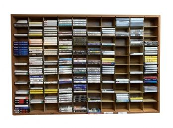 Large Collection Of Cassette Tapes And Tape Organizer