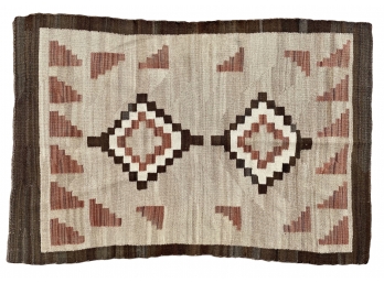 Stunning Antique Navajo Handwoven Wool Rug With Pinks And Browns