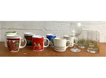 Collection Of Christmas Glassware And Mug