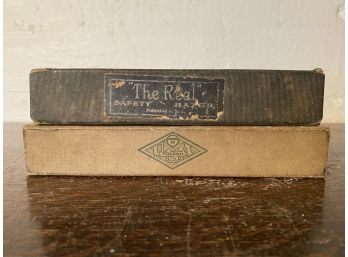 2 Antique Straight Razors Including The Real Safety Razor Both In Boxes