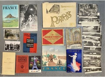 Collection Of Vintage Maps Souvenirs And Postcards From France