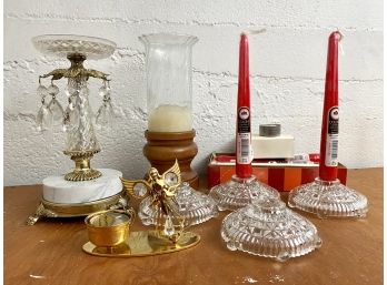 Great Grouping Of Candles And Candle Holders