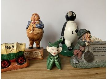A Nice Grouping Of Vintage Figurines Including Elves, Penguins And More!