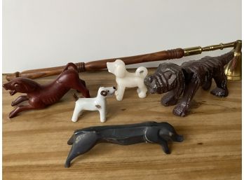 A Nice Collection Of Animal Figurines And One Wood & Brass Candle Snuff