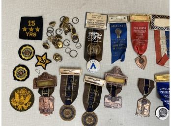 Large Collection Of American Legion Delegate Pins And Patches