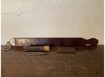 Melchior Bros Barber Supply Straight Razor, Sharpening Stone And Wyeths Leather Honing Strap