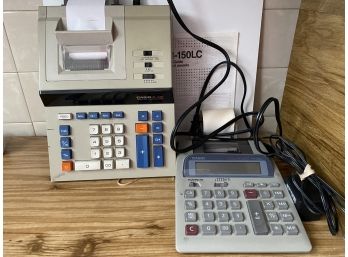 Pair Of Two Adding Machine Calculators Including Casio DL-220 Printing Calculator & Casio HR-150LC