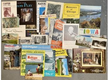 Large Collection Of Vintage Mid Century US Road Maps Postcards And Travel Guides