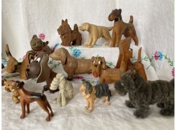 Great Grouping Of Hand Carved Wooden Canines