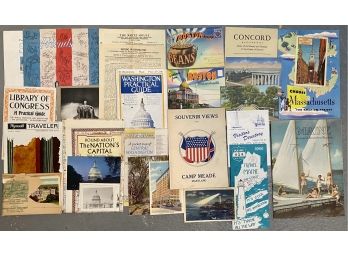 Collection Of Vintage Mid Century US Roadmaps Travel Guides And Postcards