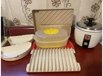A Nice Lot Of Microwave Safe Dishes And One Small Rival Rice Cooker