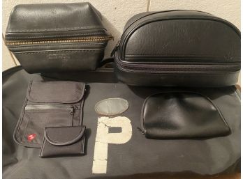 A Nice Grouping Of Travel Accessories Including Garment Bag And Dopp Kit