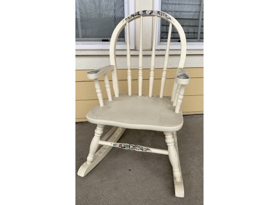 Cream Colored Hand Painted Children's Rocking Chair